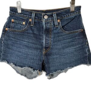 Levi's 501 Cut Off Shorts Size 26 Blue Denim Button Fly Raw Hem Y2K